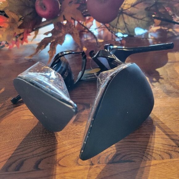 FASHION NOVA Slingback heels black & gold size 7 - Picture 5 of 10